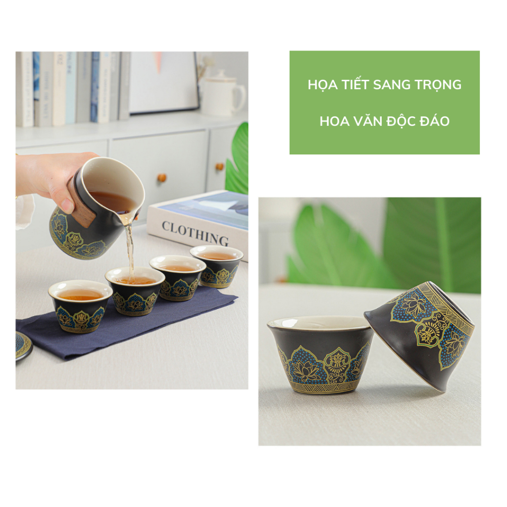 Bộ ấm Chén Uống Trà Gốm Sứ Tráng Men (2)