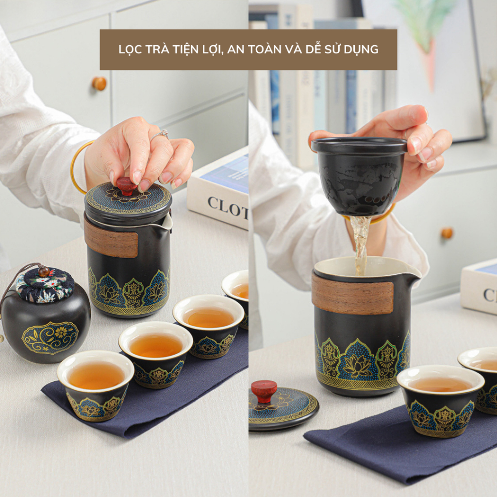 Bộ ấm Chén Uống Trà Gốm Sứ Tráng Men (3)
