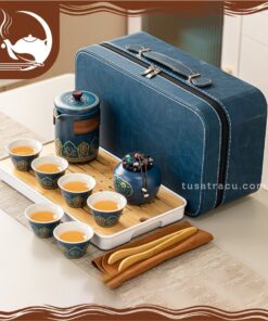 Bộ ấm Chén Uống Trà Gốm Sứ Tráng Men (1)