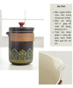 Bộ ấm Chén Uống Trà Gốm Sứ Tráng Men (10)