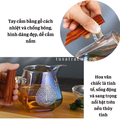 Tống Chuyên Trà Thủy Tinh Chịu Nhiệt Có Tay Cầm Gỗ Cao Cấp (4)