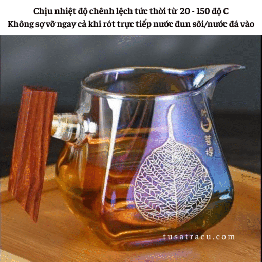 Tống Chuyên Trà Thủy Tinh Chịu Nhiệt Có Tay Cầm Gỗ Cao Cấp (8)