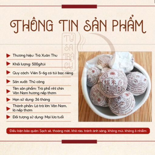 Trà Phổ Nhĩ Chín Vân Nam Hương Nếp Thơm Thượng Hạng Viên Nén 6g (2)